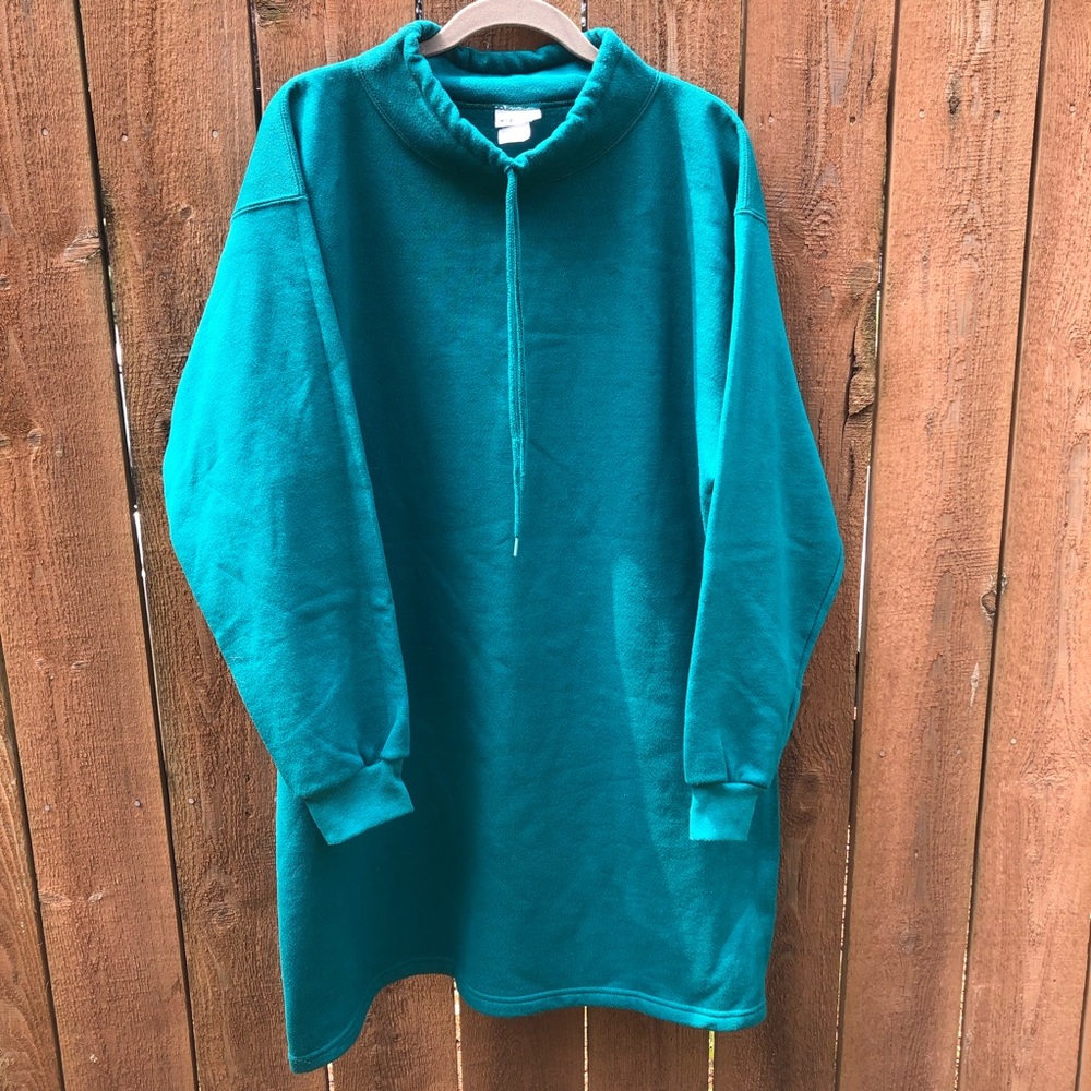 Vintage 1990s Tunic Sweatshirt OS Prospirit Teal - Picture 1 of 5